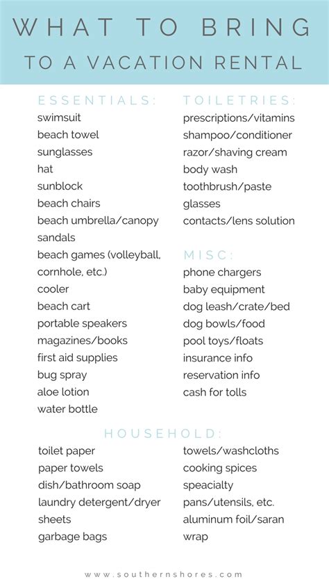 outer banks vacation rental packing list outer banks vacation