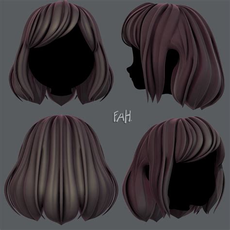 3d Hair Style For Girl V57 3d Model Hair Reference Hair Sketch