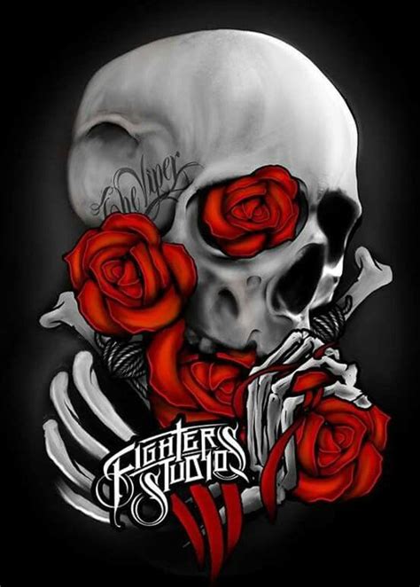 pin  willie northside og  skulls  guillermo skulls  roses