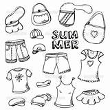 Clothes Coloring Summer Pages Clothing Winter Cloth Clipart Fashion Baby Drawing Preschoolers Beach Kids Printable Color Set Illustration Stock Print sketch template