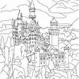 Coloring Neuschwanstein Castle Pages Hellokids Germany Famous Mittelalter Ausmalbilder Printable Places Colouring Adult Im Schloss Books Sheets Kids Online Book sketch template