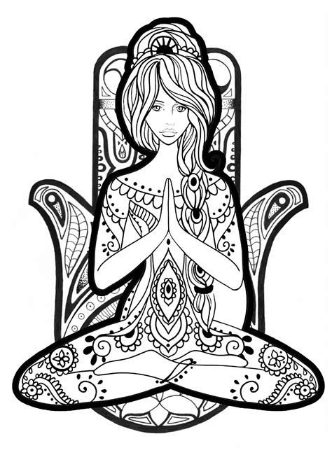 yoga  anti stress adult coloring pages