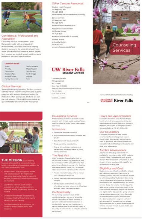 counseling services brochure university of wisconsin river falls