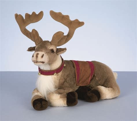 40cm Standing Lying Reindeer With Saddle Harness Plush Soft Toy