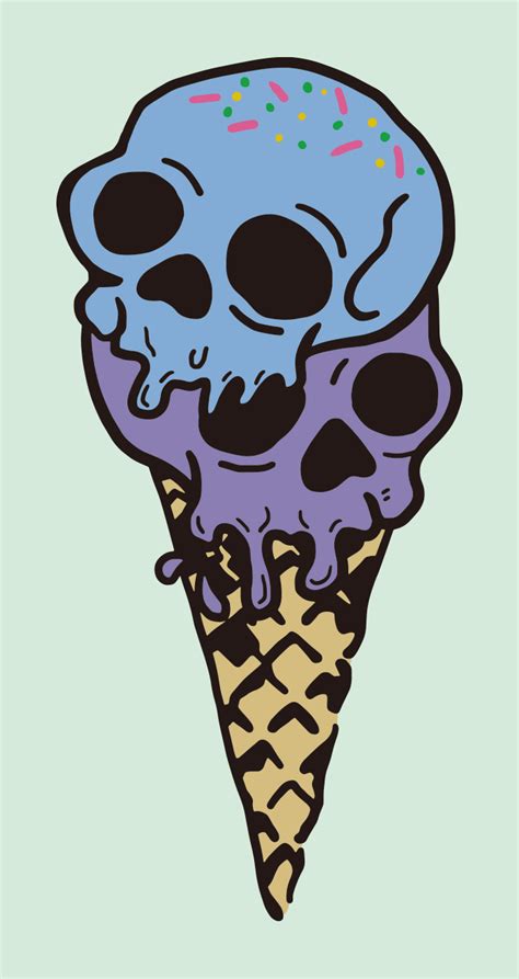 melting skull ice cream drawing ai illustrator file