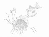 Pout Fish Coloring Pages Color Jellyfish Yourself sketch template