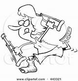Crutches Cartoon Woman Determined Outline Running Poster Print Eps Printable Digital Available sketch template
