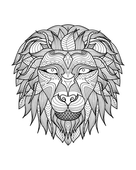 lion head  lions adult coloring pages