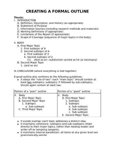 sample outline templates   ms word