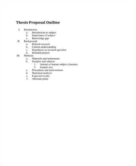 thesis proposal outline templates  word  premium