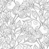 Seamless Monochrome Floral Pattern Stock Illustration Depositphotos Krivoruchko sketch template