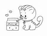 Coloring Milk Cute Stuff Kitten Drinking Digistamp Sliekje Pages sketch template
