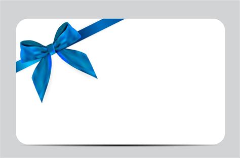blank gift card template  blue bow  ribbon vector illustration   business