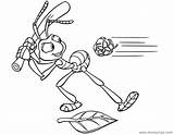 Flik Coloring Pages Disneyclips Bug Life Baseball Playing sketch template