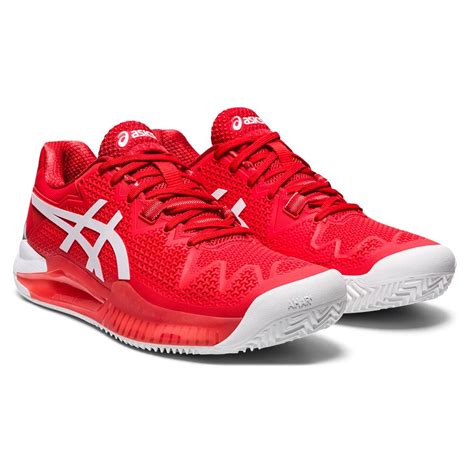 asics womens gel resolution  clay tennis shoes fiery red  white