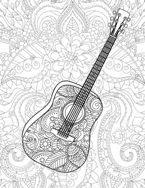 guitar coloring book page shutterstock  adult coloring printables