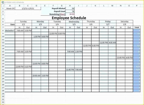work schedule maker template  monthly bud spreadsheet template