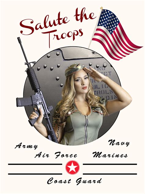 Military Pinup Girl Poster Honor Duty Valor