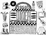 1950s Diner 50s Party Poodle sketch template