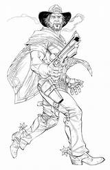 Overwatch Mccree Drawing Pages Coloring Drawings Blizz Colouring Character Adult sketch template