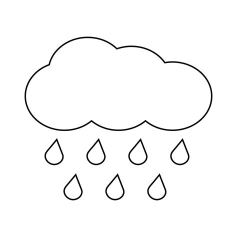 cartoon cloud  rain drops outline isolated  white background