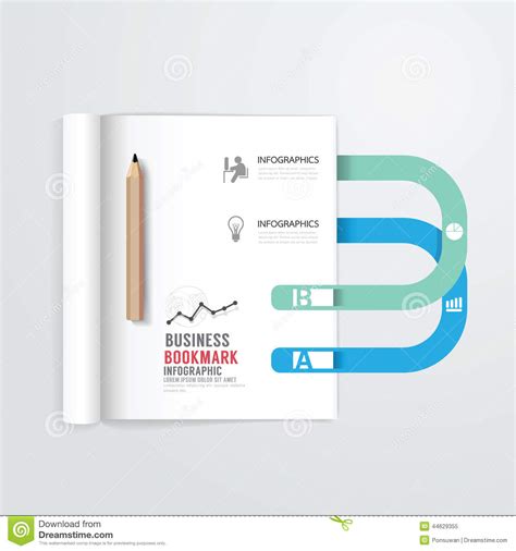 infographic book open with bookmark concept business