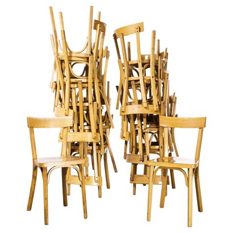 1950 S French Baumann Blonde Kick Leg Bentwood Dining Chairs Set Of