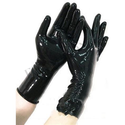 buy free shipping ~ slim latex black fetish gloves