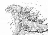 Godzilla Rex Tyrannosaurus Ausmalbilder Dinosaurio Monsters Rexy Jurassic Indominus Kaiju sketch template