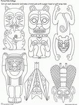 Totem Pole Drawing Poles Coloring Native American Clipart Eagle Animal Designs Pages Tribal Symbols Draw Drawings Pieces Collection Northwest Pacific sketch template