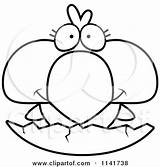 Bird Chick Cute Egg Hatching Cartoon Clipart Shell Thoman Cory Outlined Coloring Vector sketch template