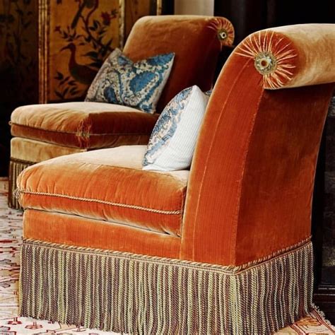 burnt orange  silk velvet furniture chair armchair