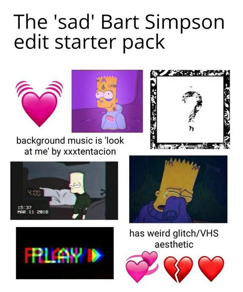 The Sad Bart Simpson Edit Starter Packs Starterpacks