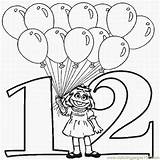 Twelve Numeros Balloons Sesamo Imagui Barrio Liczenie Números Elmo Infantiles Kolorowanki sketch template
