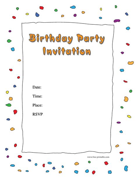 birthday invitation card template  word printable templates