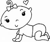 Baby Coloring Girl Cute Clip Sweetclipart sketch template