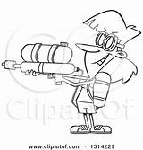 Water Gun Cartoon Clipart Soaker Illustration Playful Armed Woman Lineart Royalty Toonaday Outline Vector Spraying Boy Ron Leishman Rf Clip sketch template