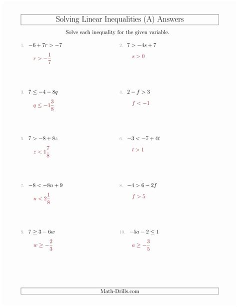 solving linear equations worksheet    solving linear