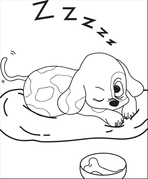 printable sleeping puppy dog coloring page  kids supplyme