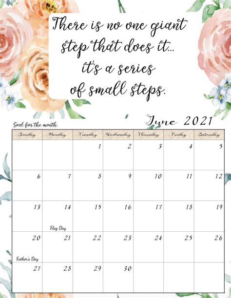 Free Printable 2021 Monthly Motivational Calendars