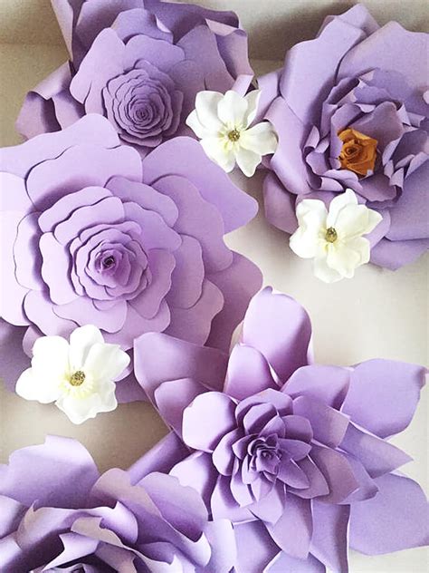 purple paper flowers parties