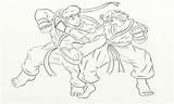 Street Ryu Lineart sketch template