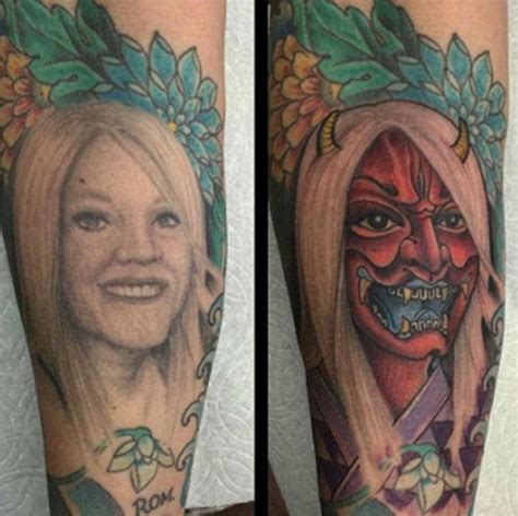 divorced man covers a tattoo of his ex wife s face by turning her into