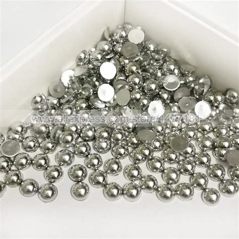 mm metallic silver   beads card making flat  immitation