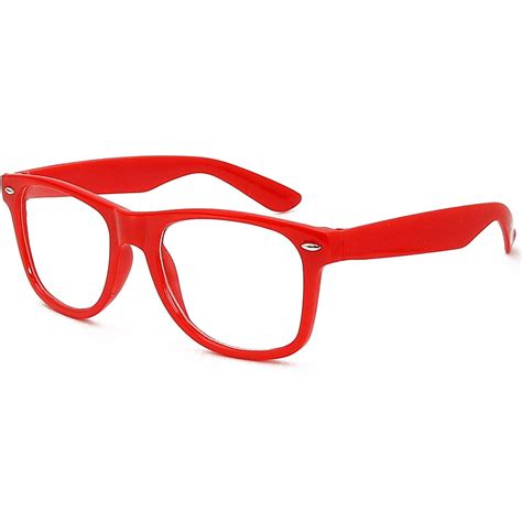 Skeleteen Red Clear Lens Glasses 80 S Style Non Prescription Retro