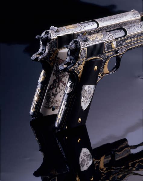 pair  custom engraved colt pistols