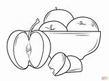 Coloring Apples Pages Plate Drawing Apple Fruits Kids Printable sketch template