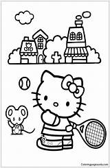 Kitty Hello Tennis Pages Coloring Playing Online Colouring Printable Board Circus Kids Books Adult Color Choose Coloringpagesonly sketch template