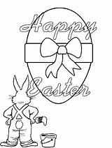 Easter Coloring Pages Children Happy Colouring Egg Bunny Card Color Religious Kids Print sketch template