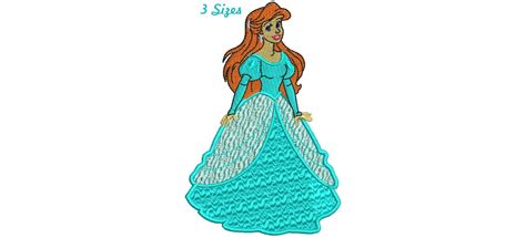 disney ariel princess  sizes digitized filled machine embroidery design email delivery